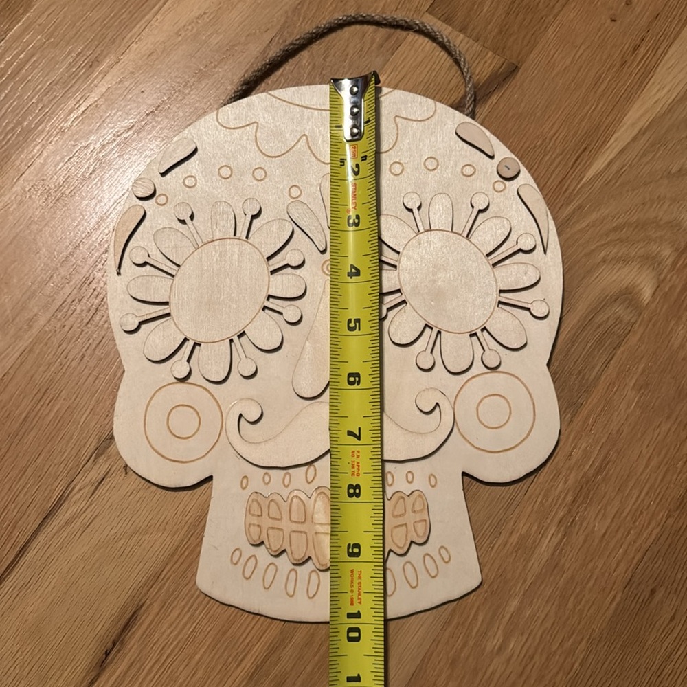NWT Wooden Sugar Skull Wall Hanging - Picture 2 of 5